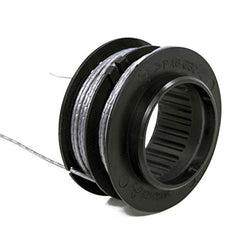 Greenworks spool next to measuring scale, showing correct 0.080" diameter