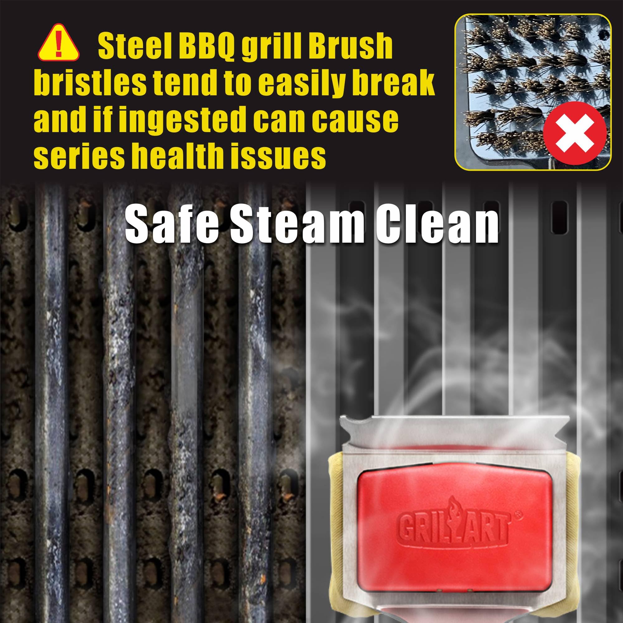 GRILLART detachable clip mechanism showing secure attachment benefit