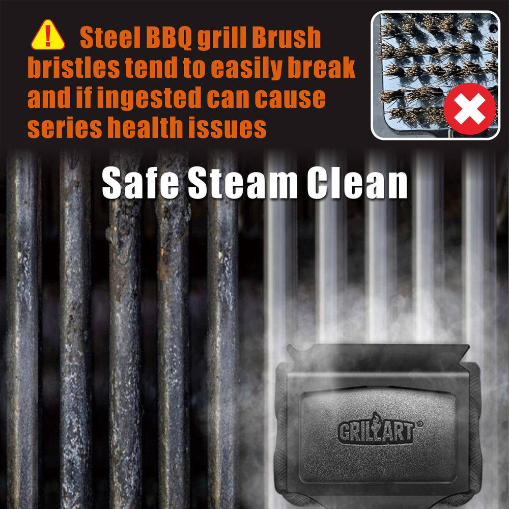 GRILLART packaged brush beside common objects to show size and scale