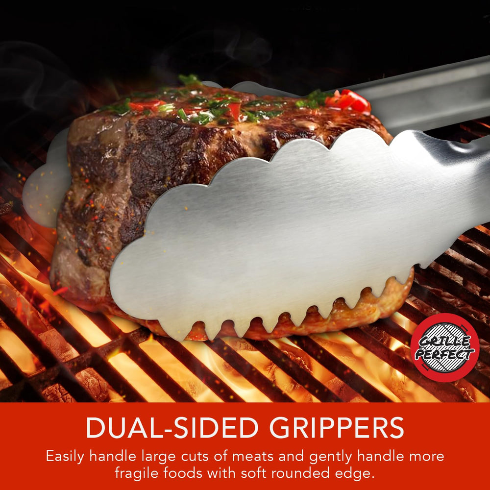 Grille Perfect detailed shot of serrated teeth and rounded edge for versatile food grip