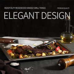GRILLGEN side profile showing full 16.73-inch length for safe reach from grill heat