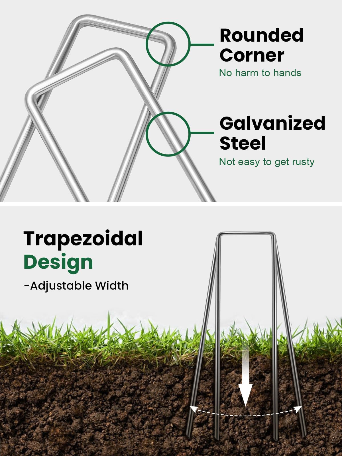 GROWNEER securing landscape fabric with staples to prevent shifting in wind