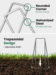 GROWNEER securing landscape fabric with staples to prevent shifting in wind