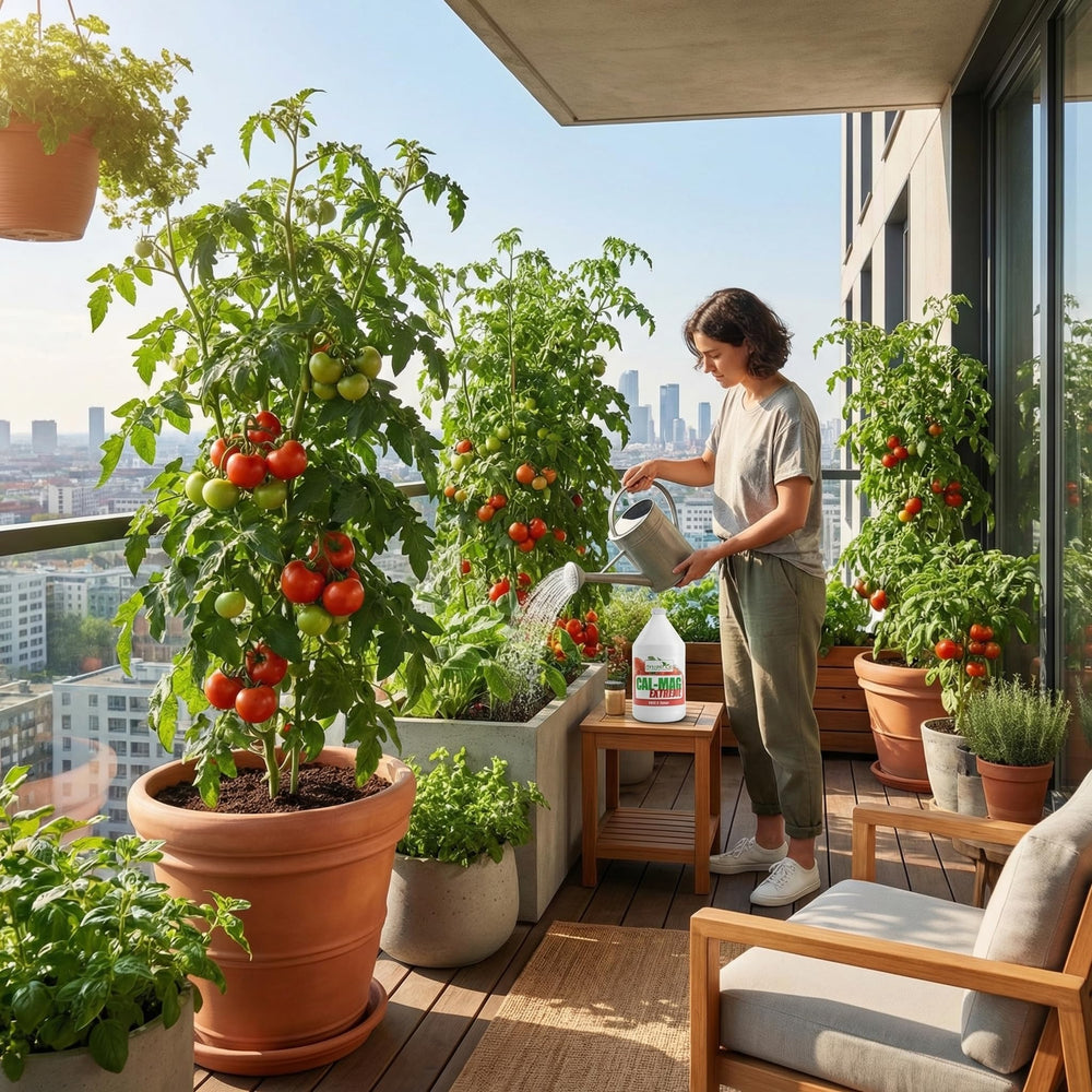 GS Plant Foods gallon in a garden setting showing suitability for home and professional use
