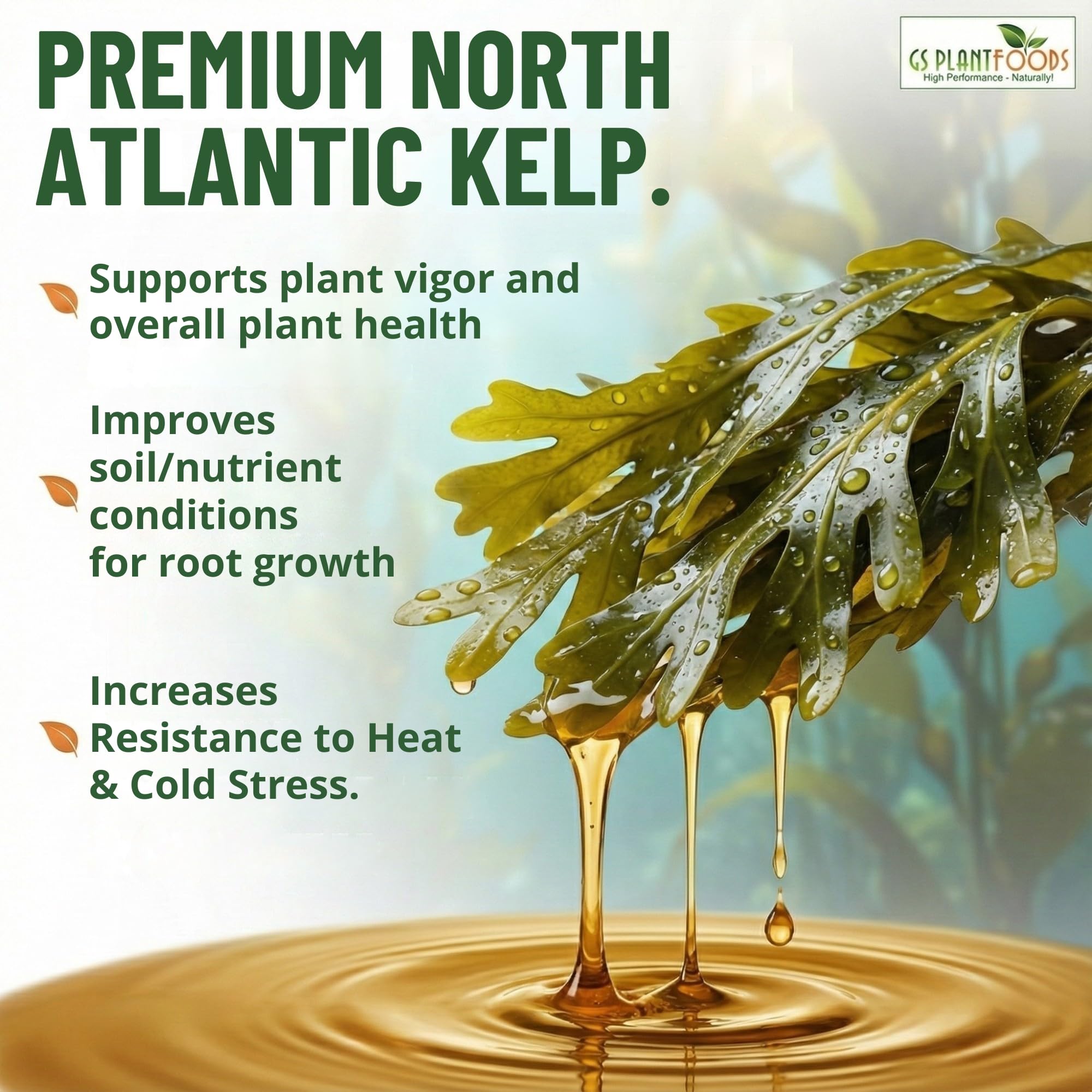GS Plant Foods side label with usage instructions and dilution rates