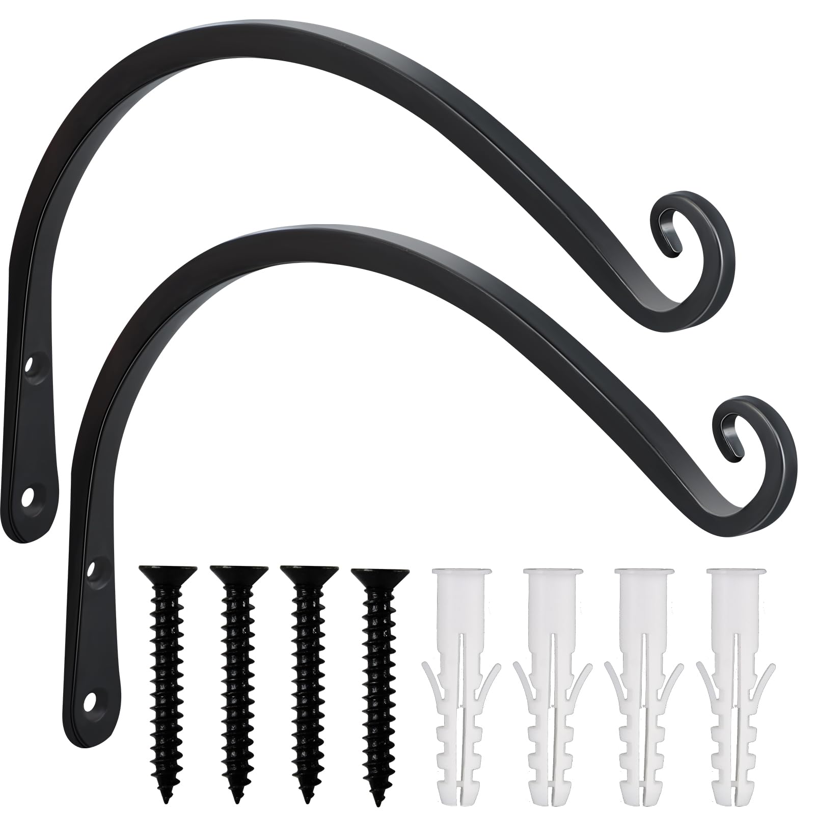 Gtongoko front view of two 12-inch metal hangers showing sturdy design and included screws