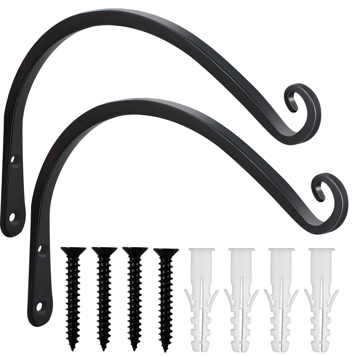 Gtongoko front view of two 12-inch metal hangers showing sturdy design and included screws