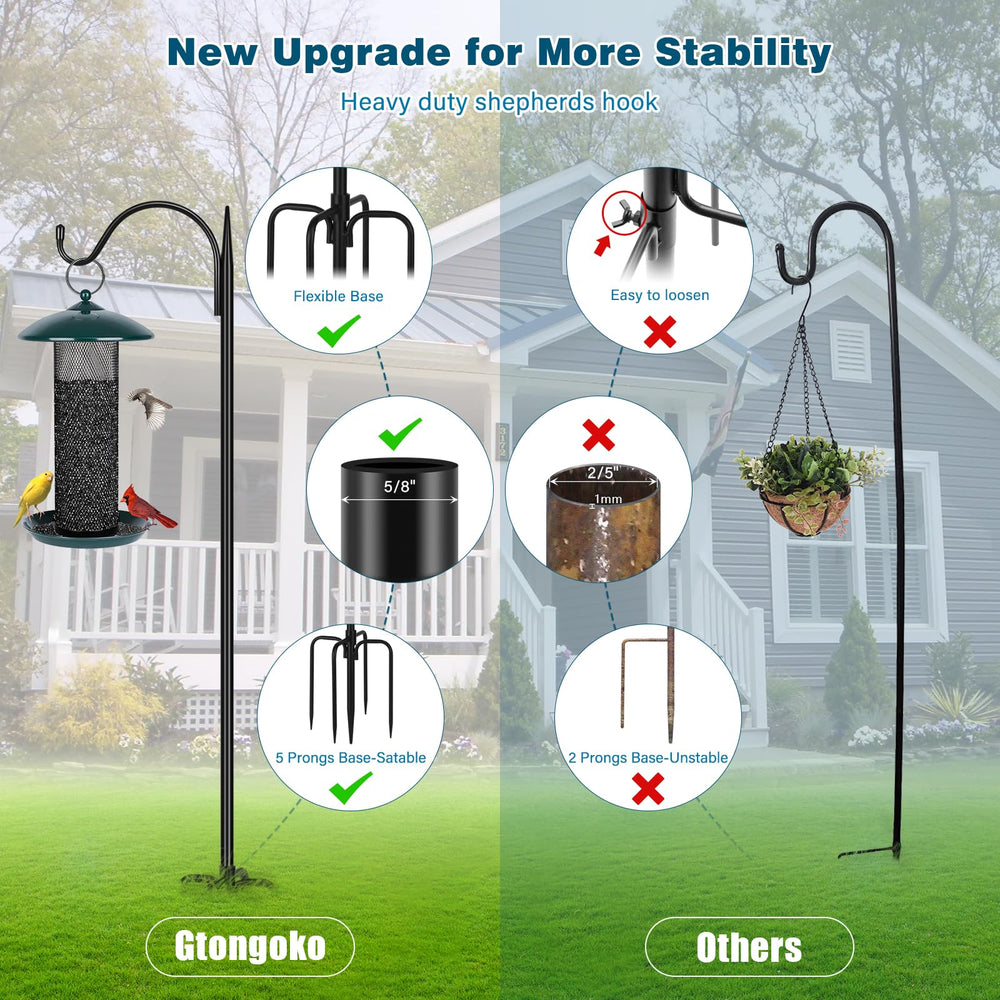 Gtongoko hook holding bird feeder attracting birds to yard