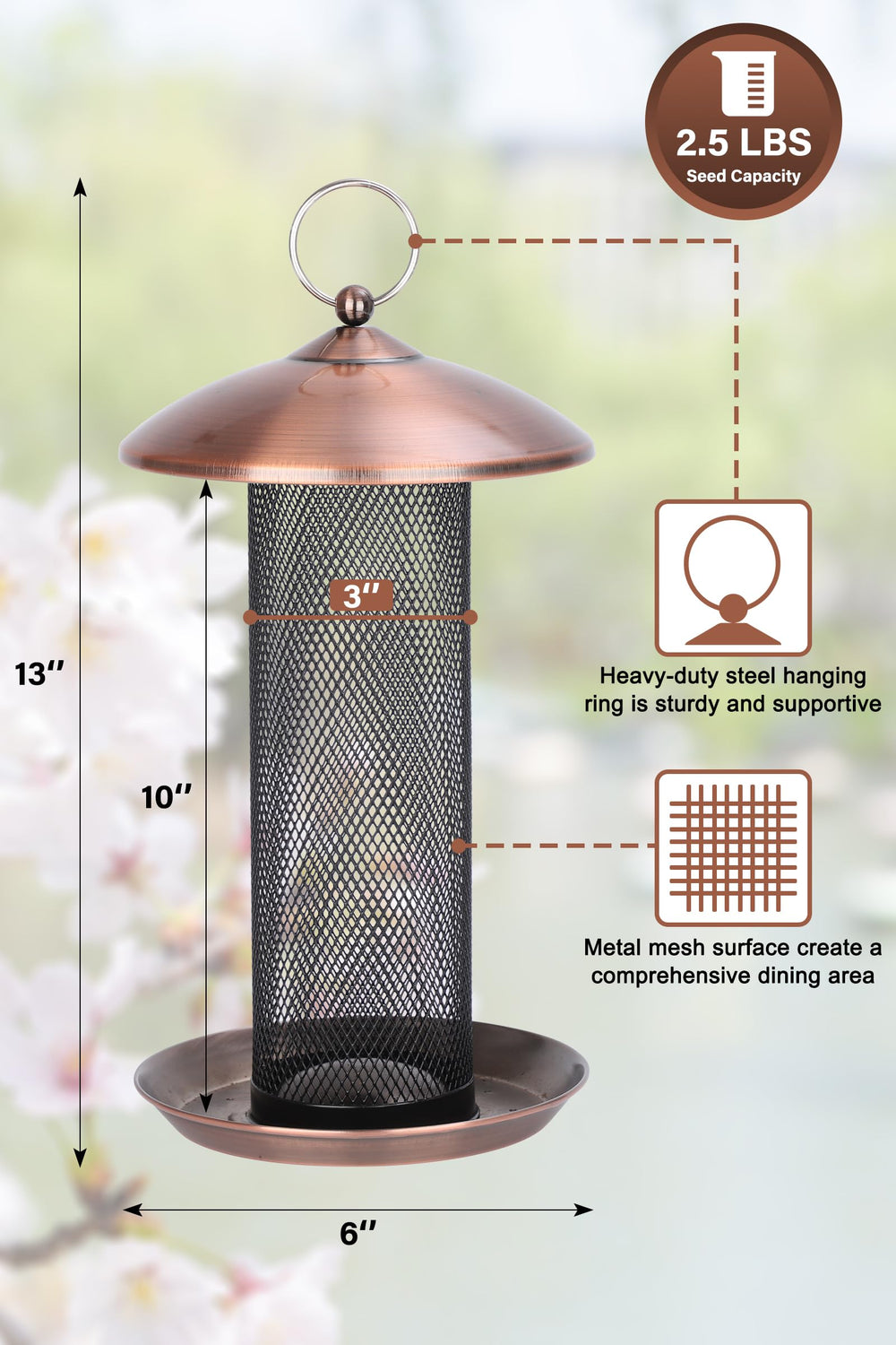 Gtongoko metal mesh close-up highlighting 0.24-inch openings for small-seed feeding benefit