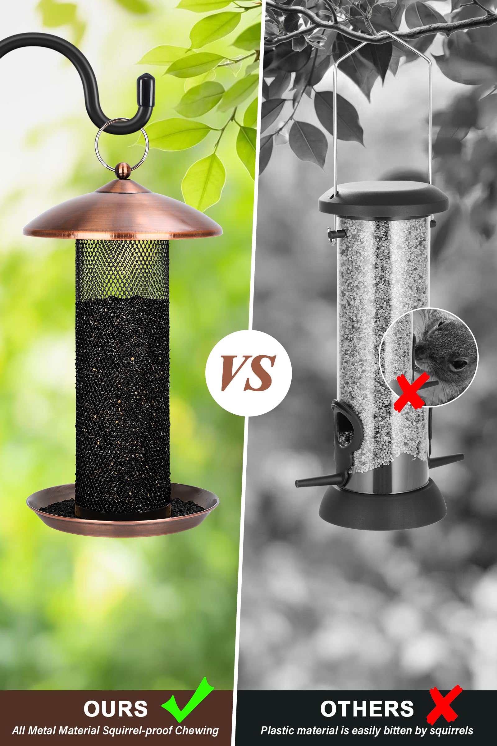 Gtongoko weather-resistant metal lid with rain protection keeping seeds drier longer
