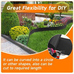 GTSABWAY edge installed around flower bed showing tidy mulch containment benefit