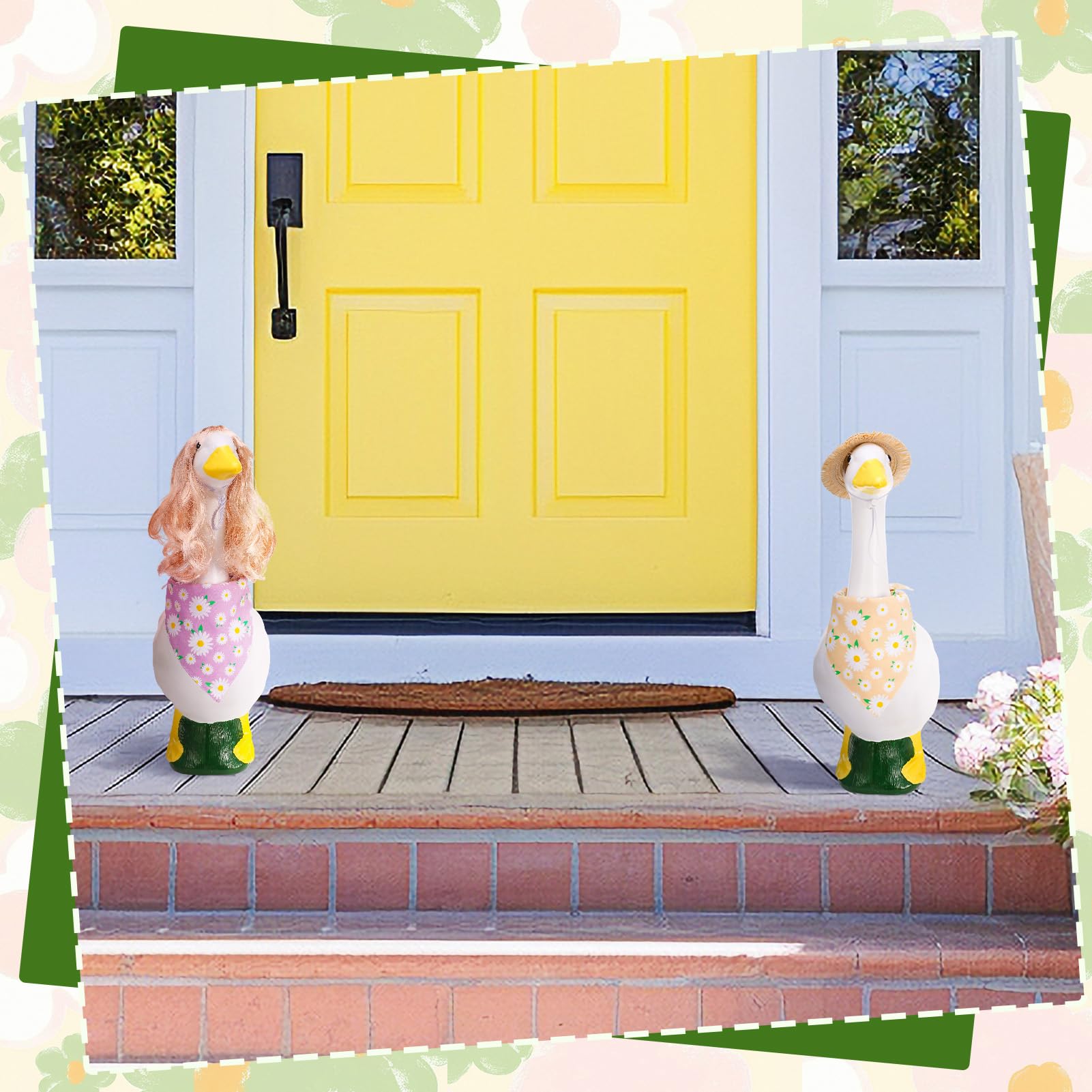 Guiqulai styled porch goose in lifestyle setting, brightens entryway instantly