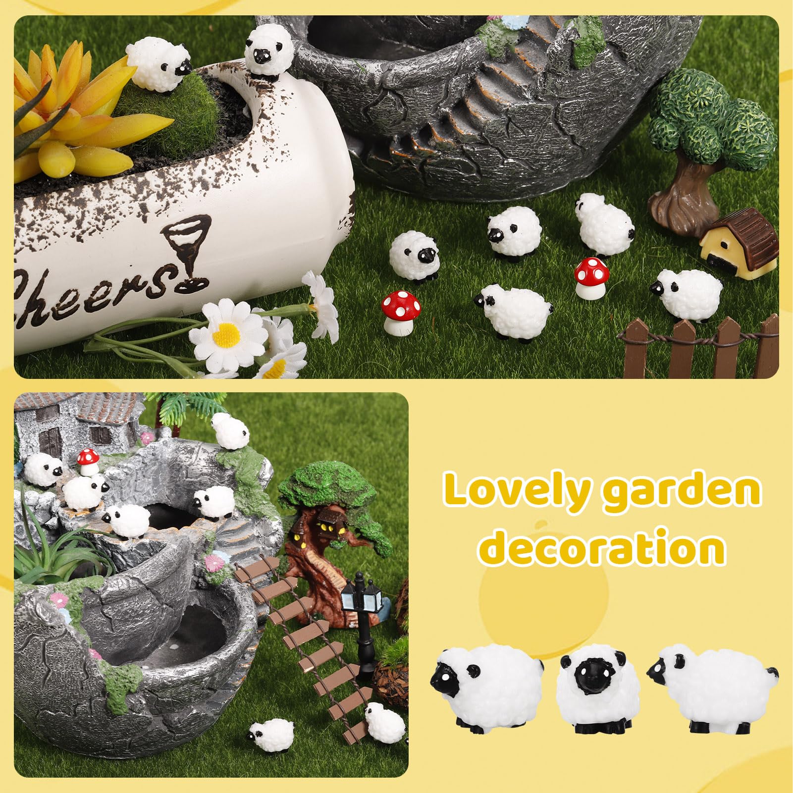 Guiqulai sheep placed in a fairy garden illustrating decorative appeal
