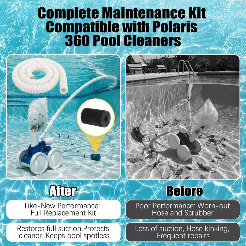 Gulfmew hose and scrubber installed on pool cleaner demonstrating restored performance