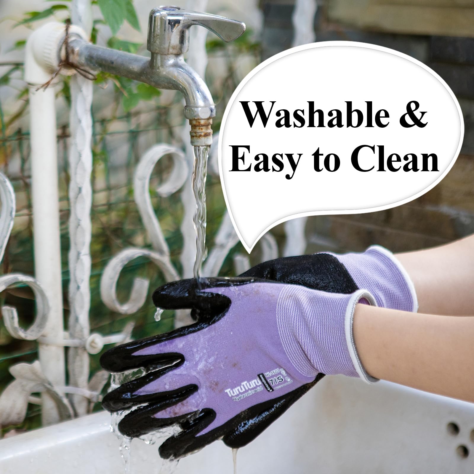 HandLove gloves beside gardening tools on bench showing day-to-day convenience