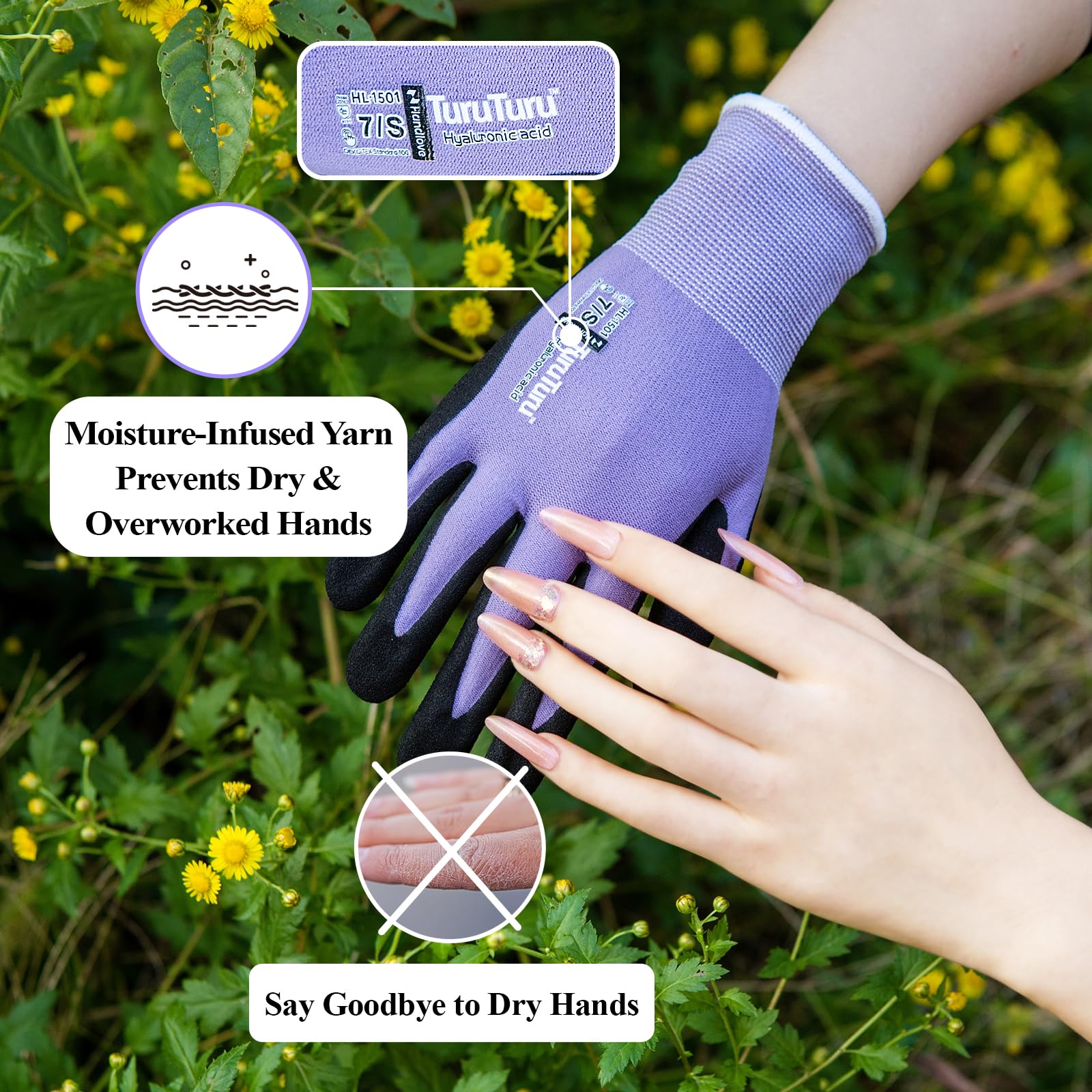 HandLove close-up of nitrile-coated palm improving grip and durability