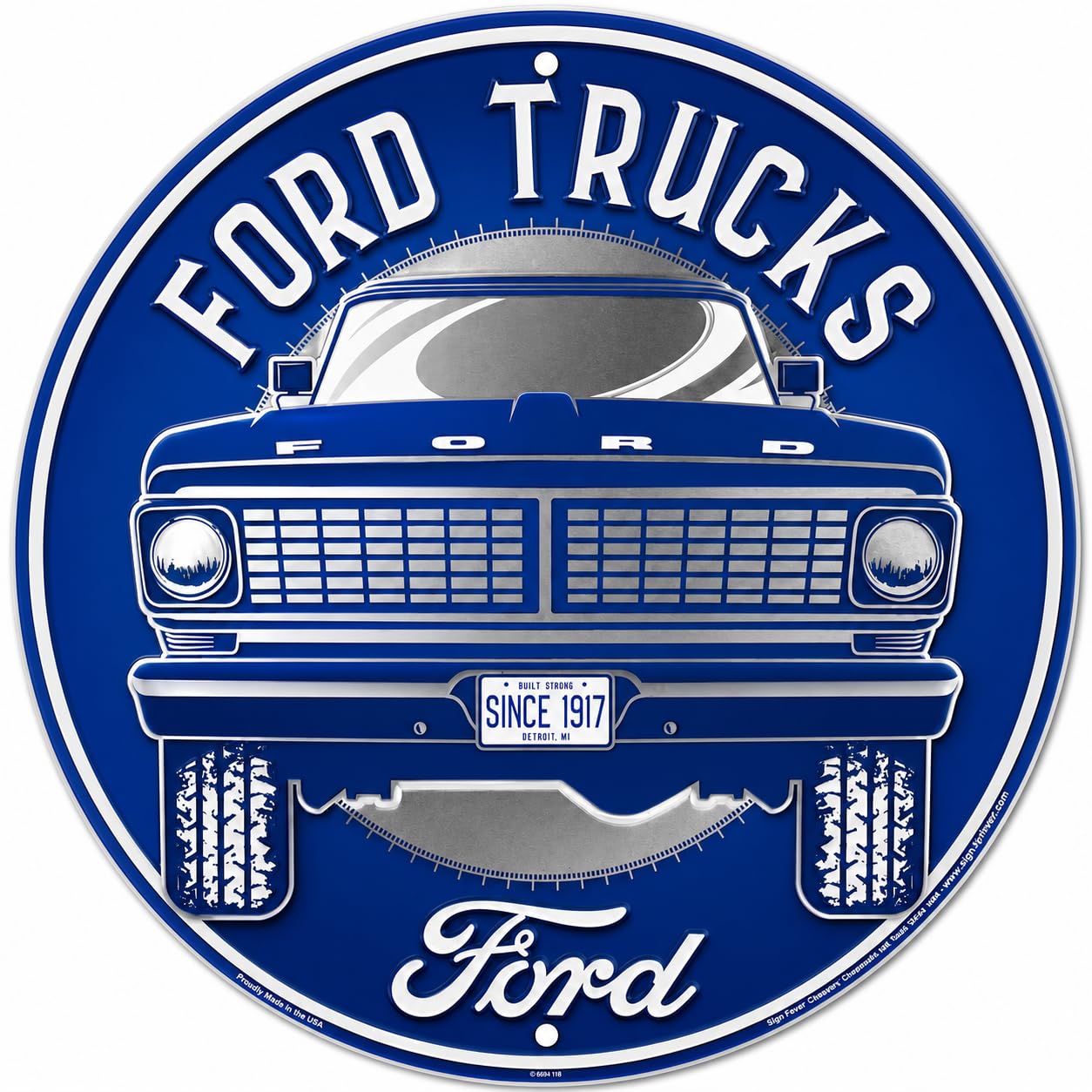 Hangtime front view of 12-inch Ford truck sign showing full vintage design and curb appeal