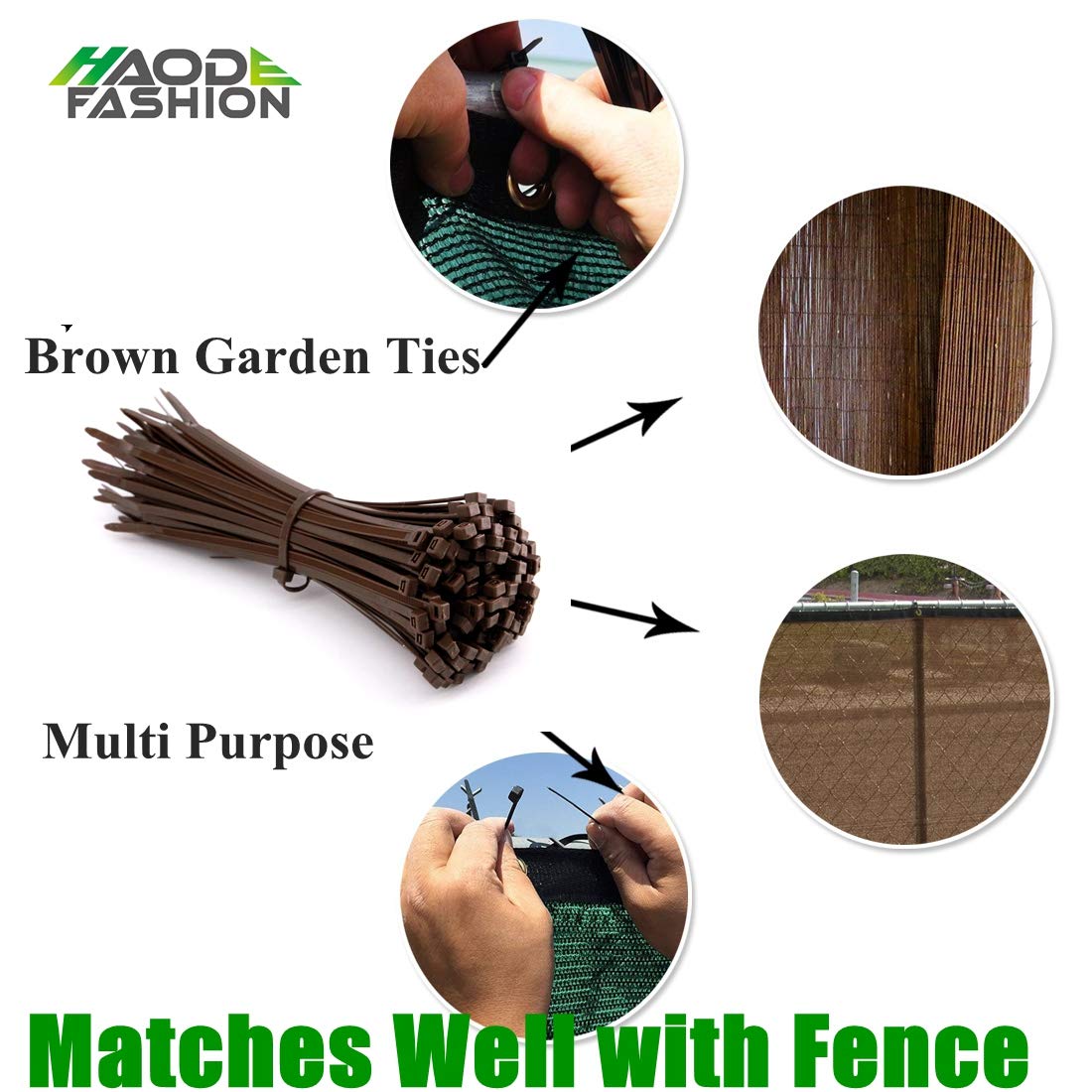 HAODE FASHION zip tie fastening a reed fence blending with plants benefit