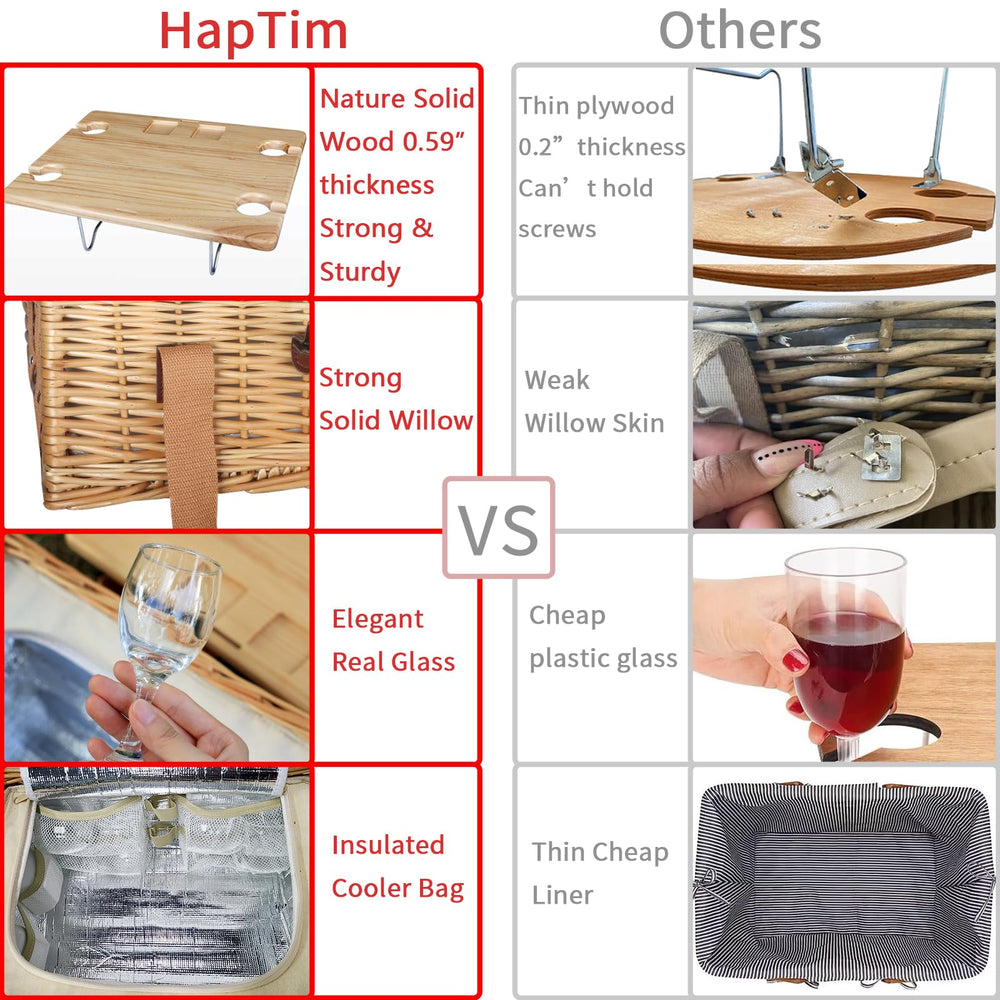 Hap Tim cutlery kit and wine glasses neatly secured inside basket for convenience