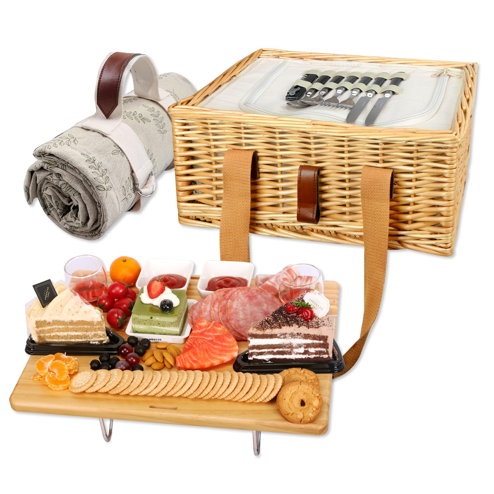 Hap Tim front view wicker basket showing sturdy handle and organized compartments