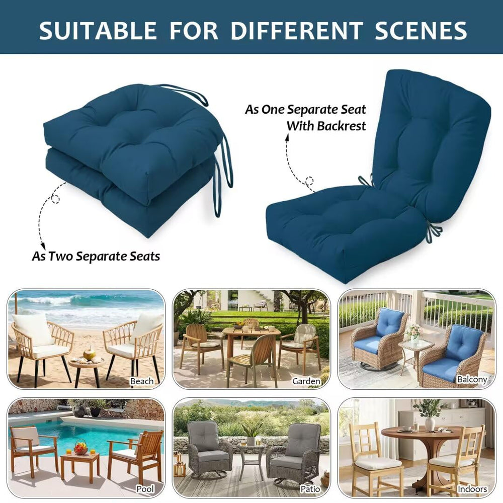 HAPACE navy cushion in sunlight showing fade-resistant color retention