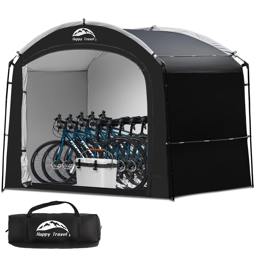 HAPPY TRAVEL front view assembled shelter showing roomy protection