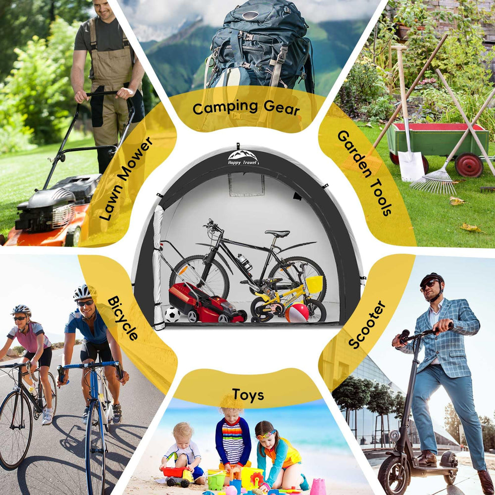 HAPPY TRAVEL tent staked to ground for wind stability and safety