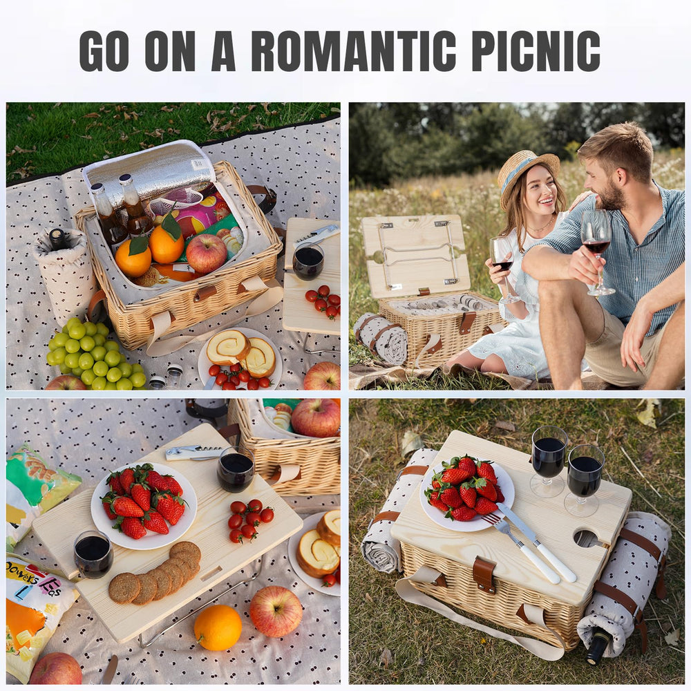 HappyPicnic open basket showing insulated compartment preserving cool foods