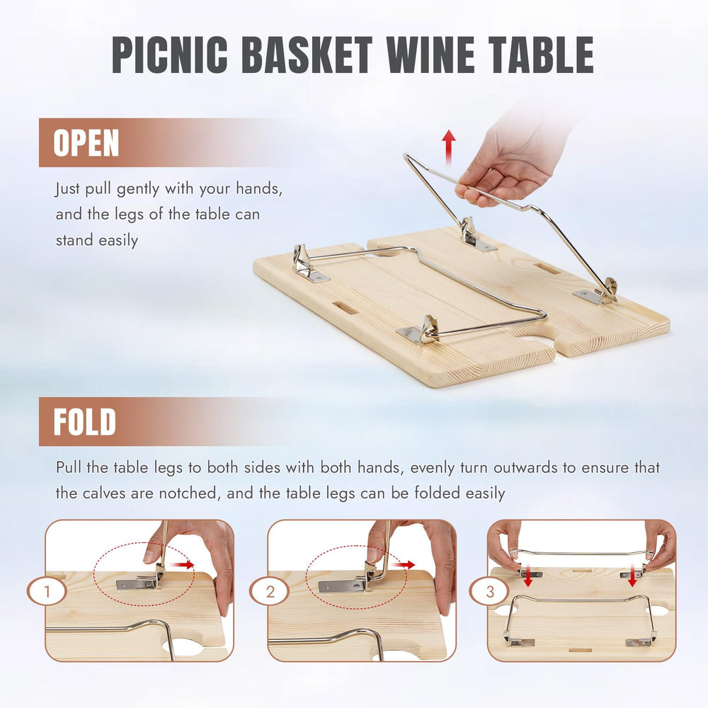 HappyPicnic basket held in hand for scale showing compact, travel-friendly size