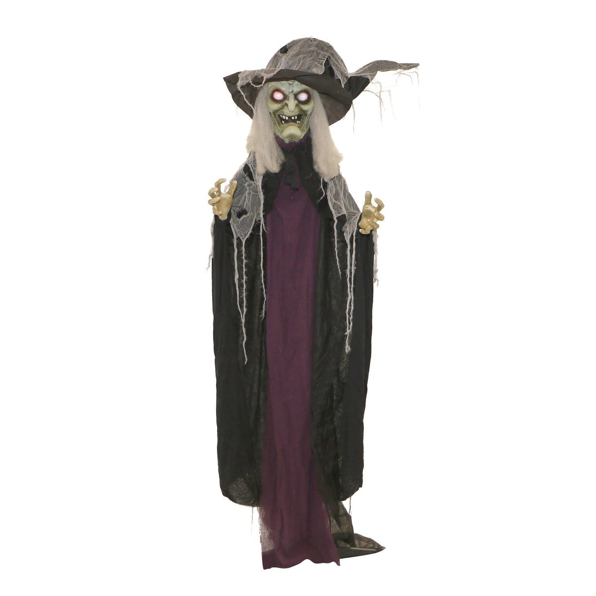 Haunted Hill Farm witch front view showing full poseable figure and impact