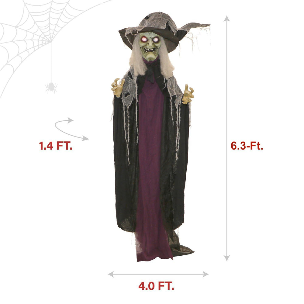 Haunted Hill Farm witch hanging display with loop for alternative mounting