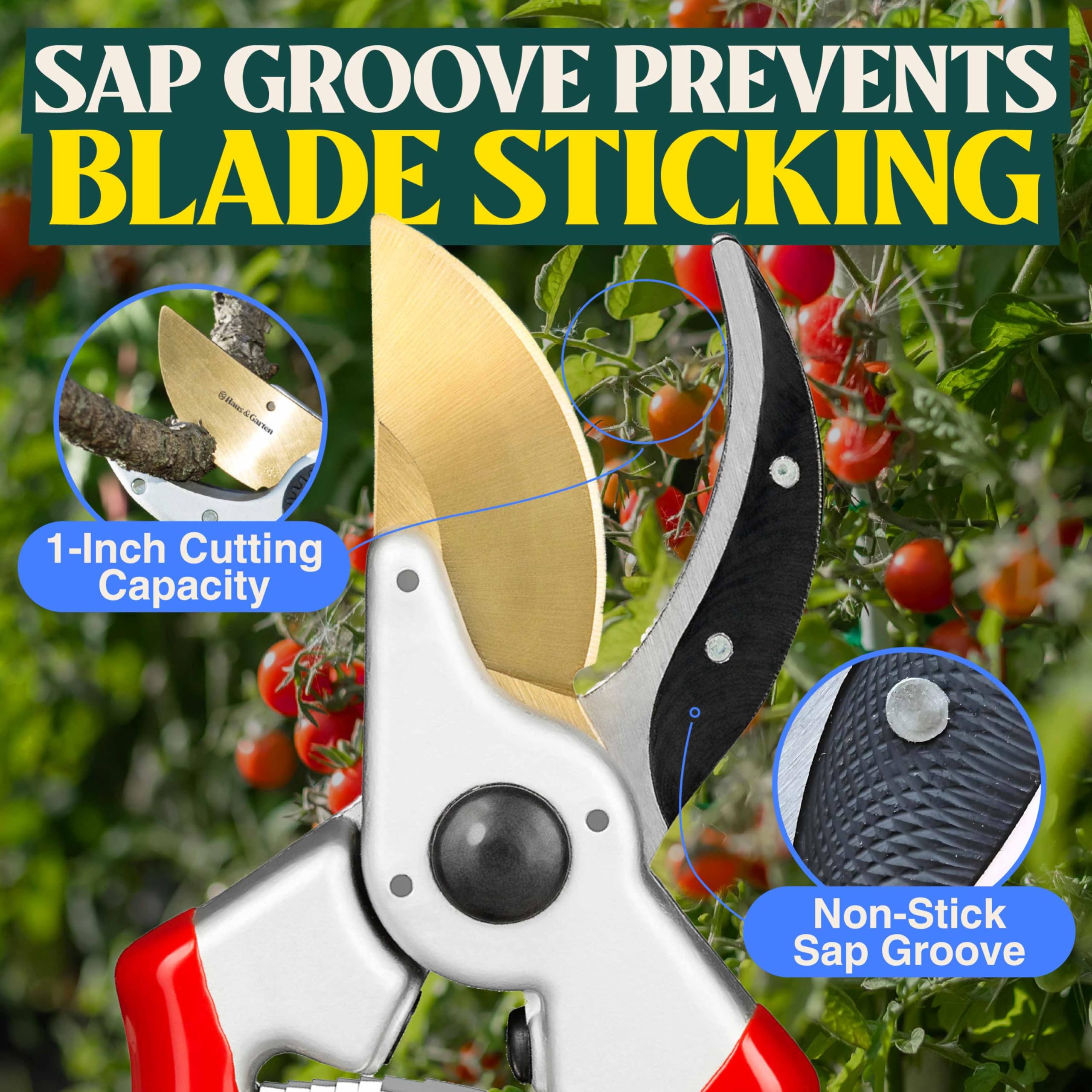 Haus & Garten open blades angle showing bypass cutting action for healthier stems