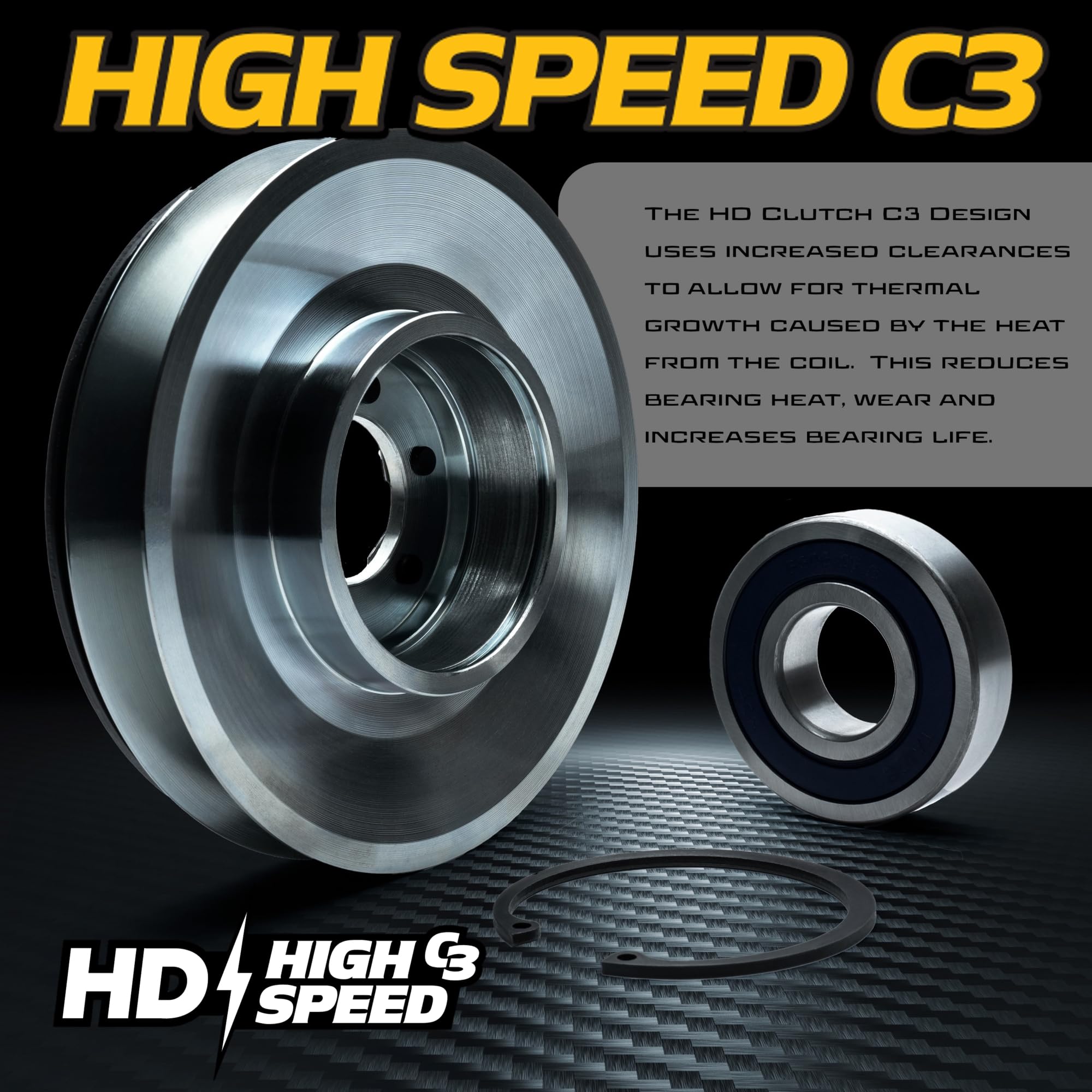 HD Switch side profile mounted on mower spindle demonstrating fitment stability