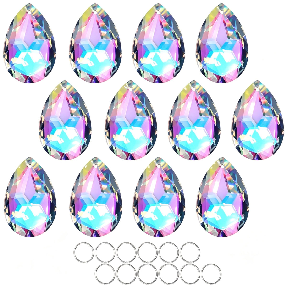 HDCRYSTALGIFTS front view of 12-piece prism pack showing polished finish and value