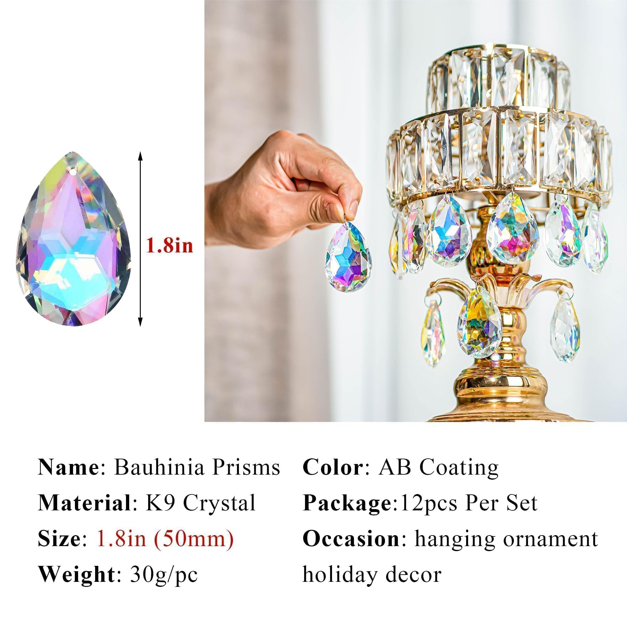 HDCRYSTALGIFTS 50mm prism beside ruler for clear size and scale reference