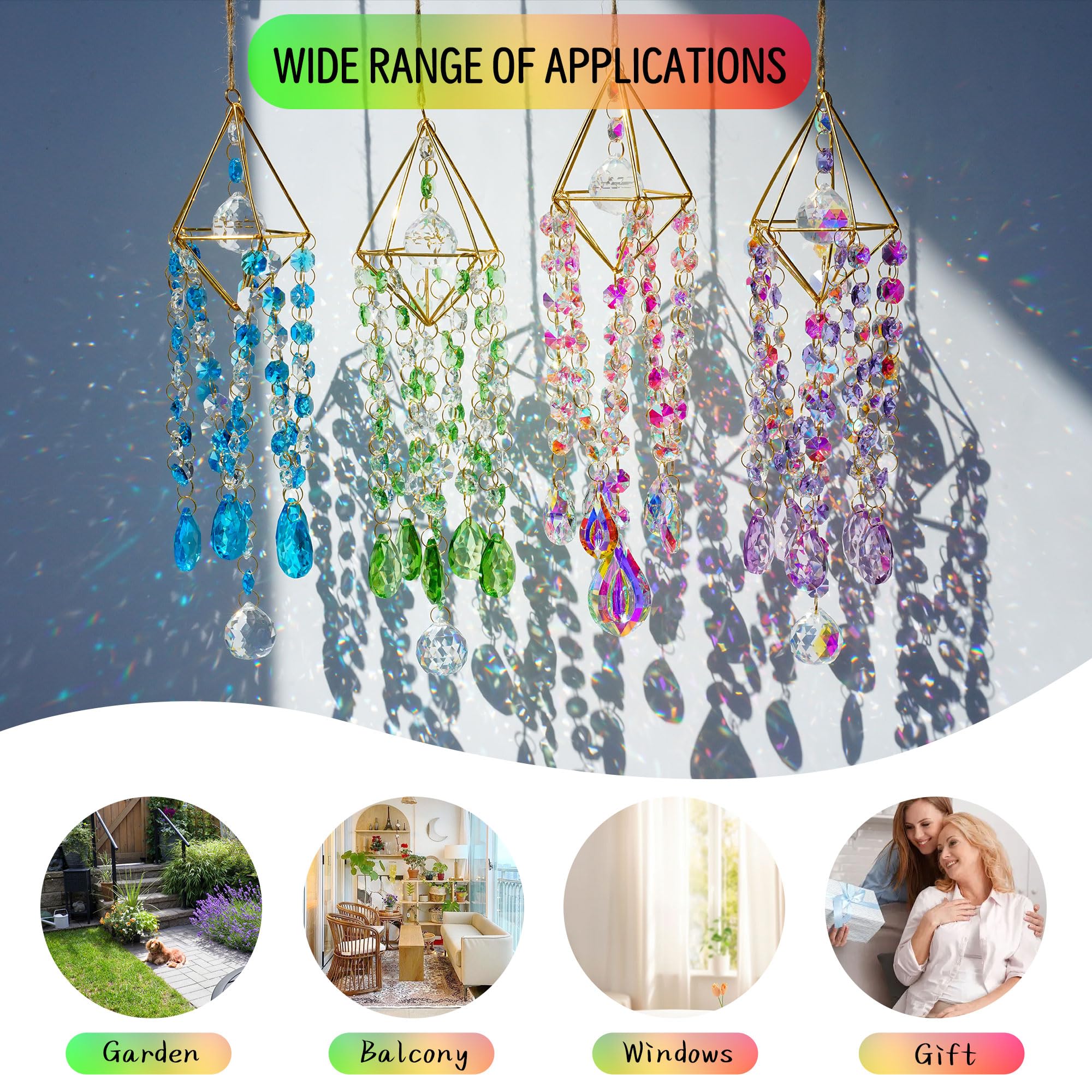 HDCRYSTALGIFTS suncatcher beside hand showing 21.6-inch scale