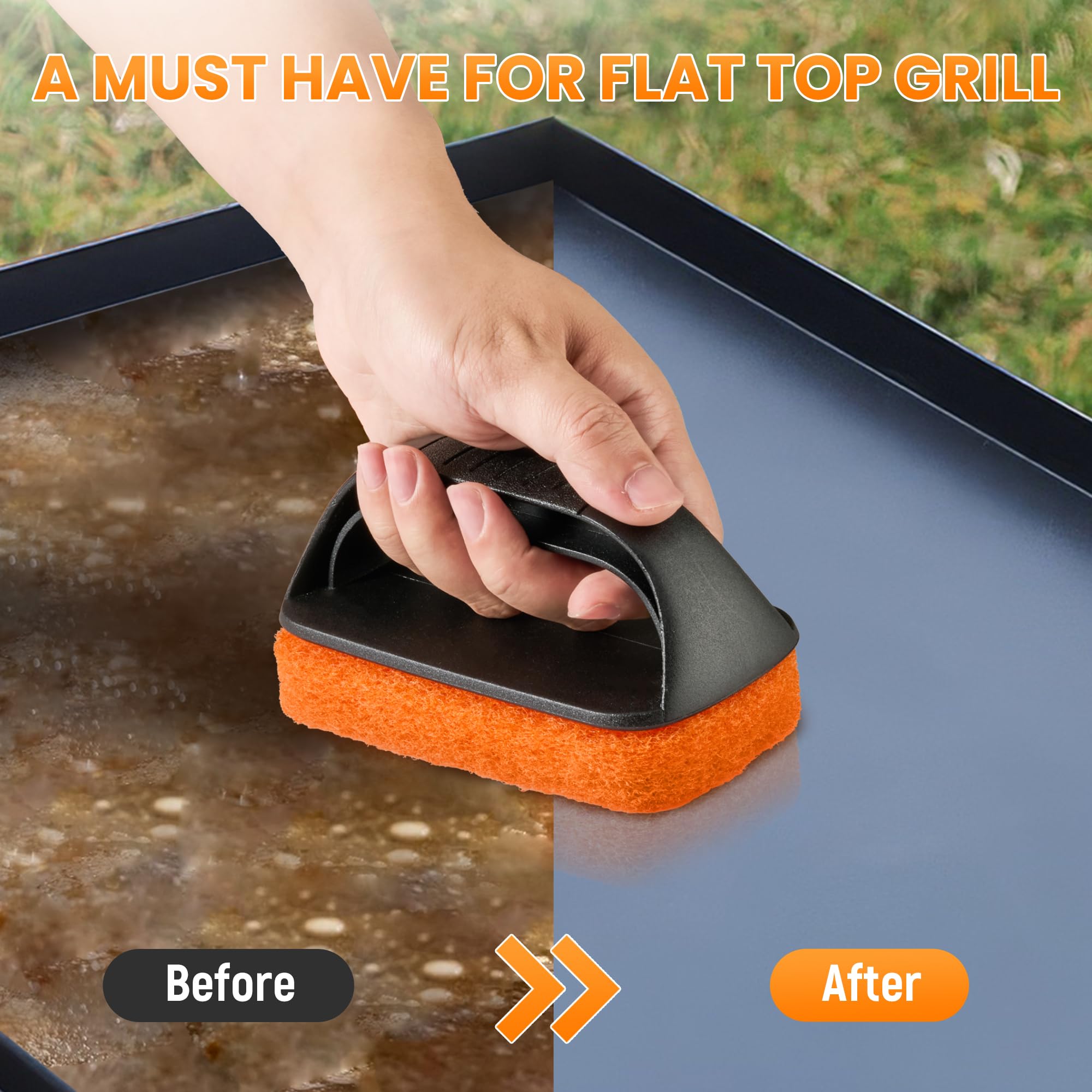 HE-SANQI cleaning kit set near an outdoor barbecue for convenient post-cook cleanup