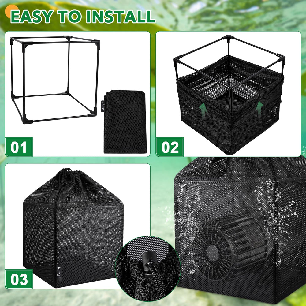 Hecaty bag in an outdoor pond setting reducing clogs and maintenance benefit