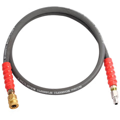 Heliwoo front view of 5ft whip hose showing compact connector benefit