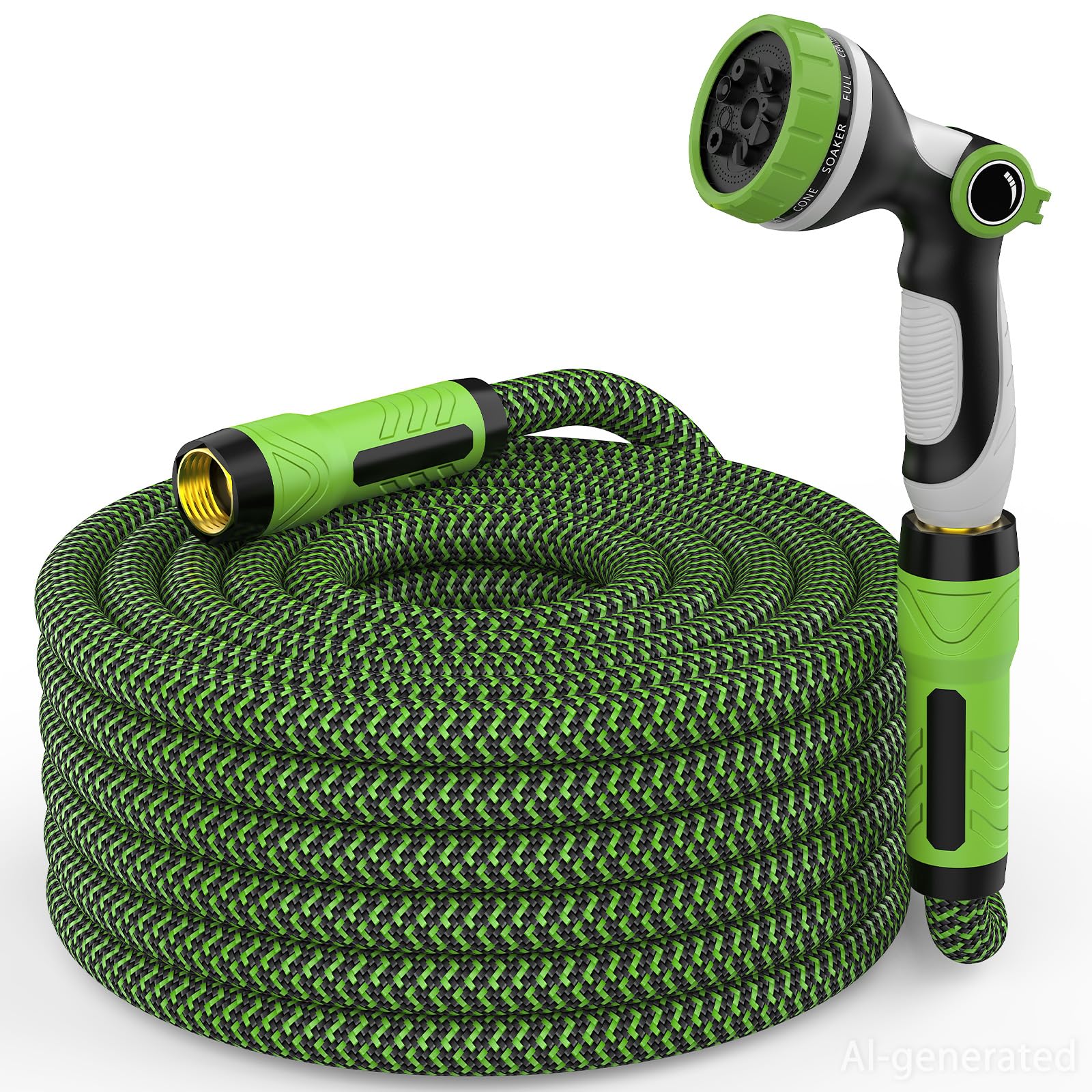 HEYRSUN front view of packaged 25 ft hose showing product and label benefit durability