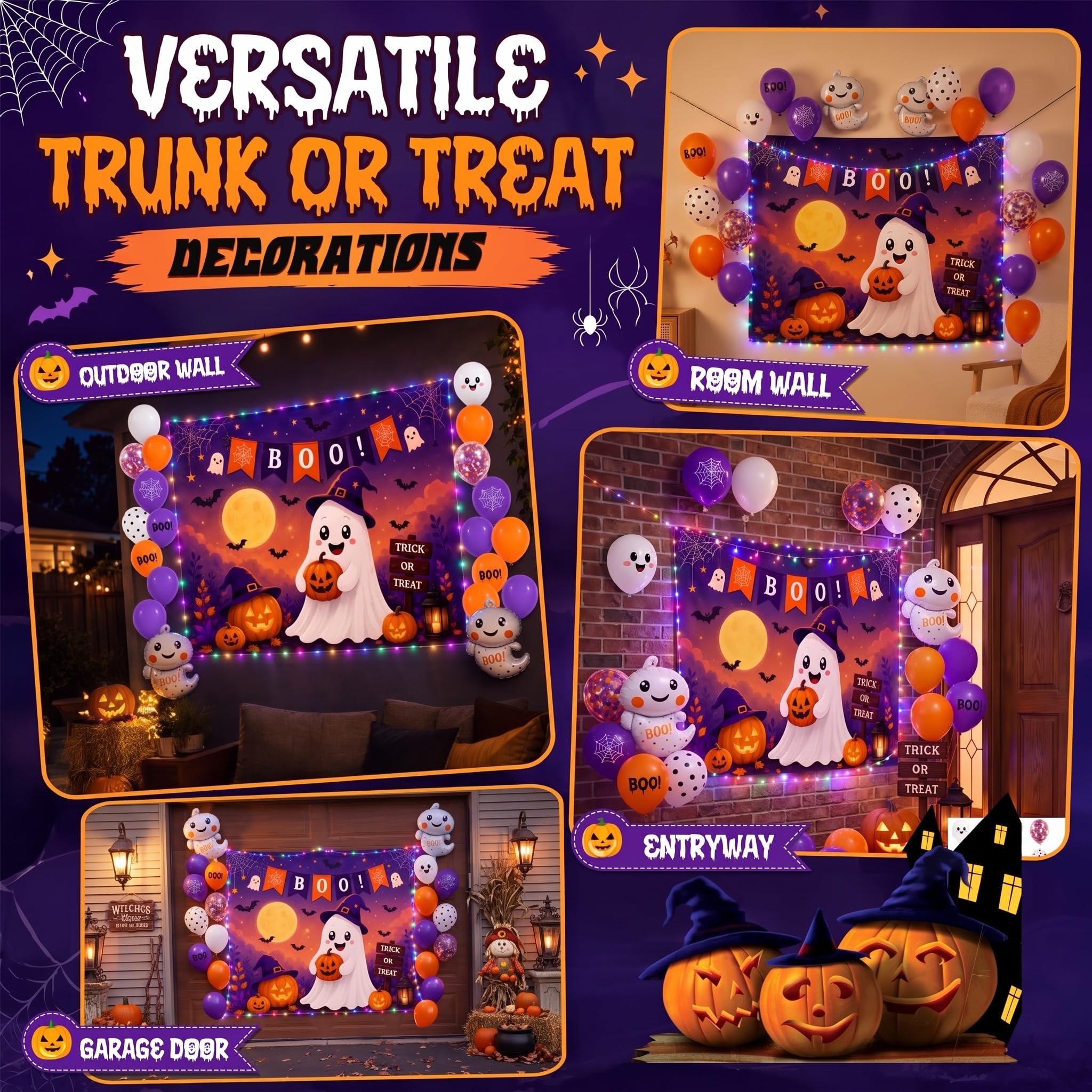 Hiboom mounted on SUV trunk illustrating stable hanging and eye-catching Halloween décor