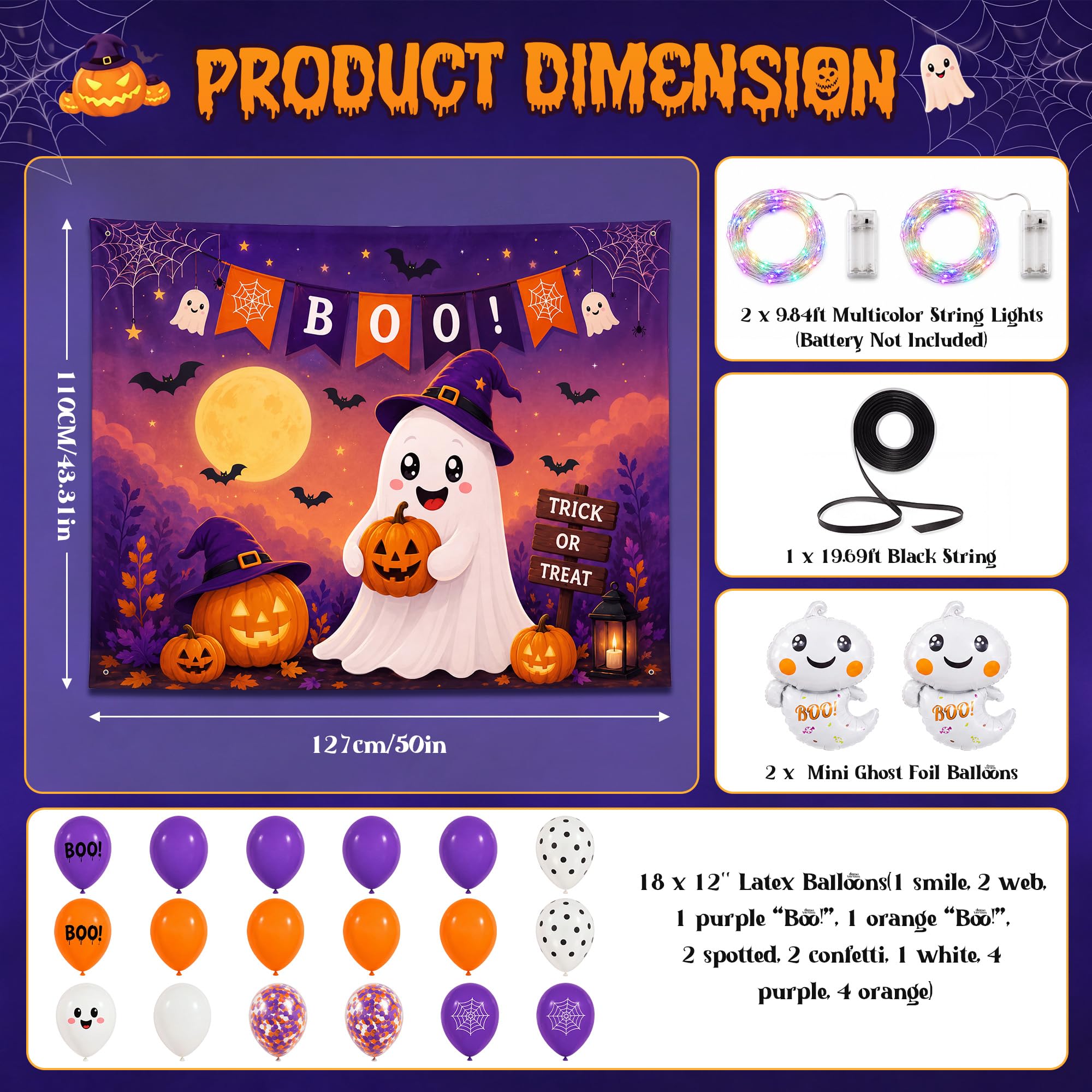 Hiboom multicolor string lights lit at night creating warm, festive glow for displays
