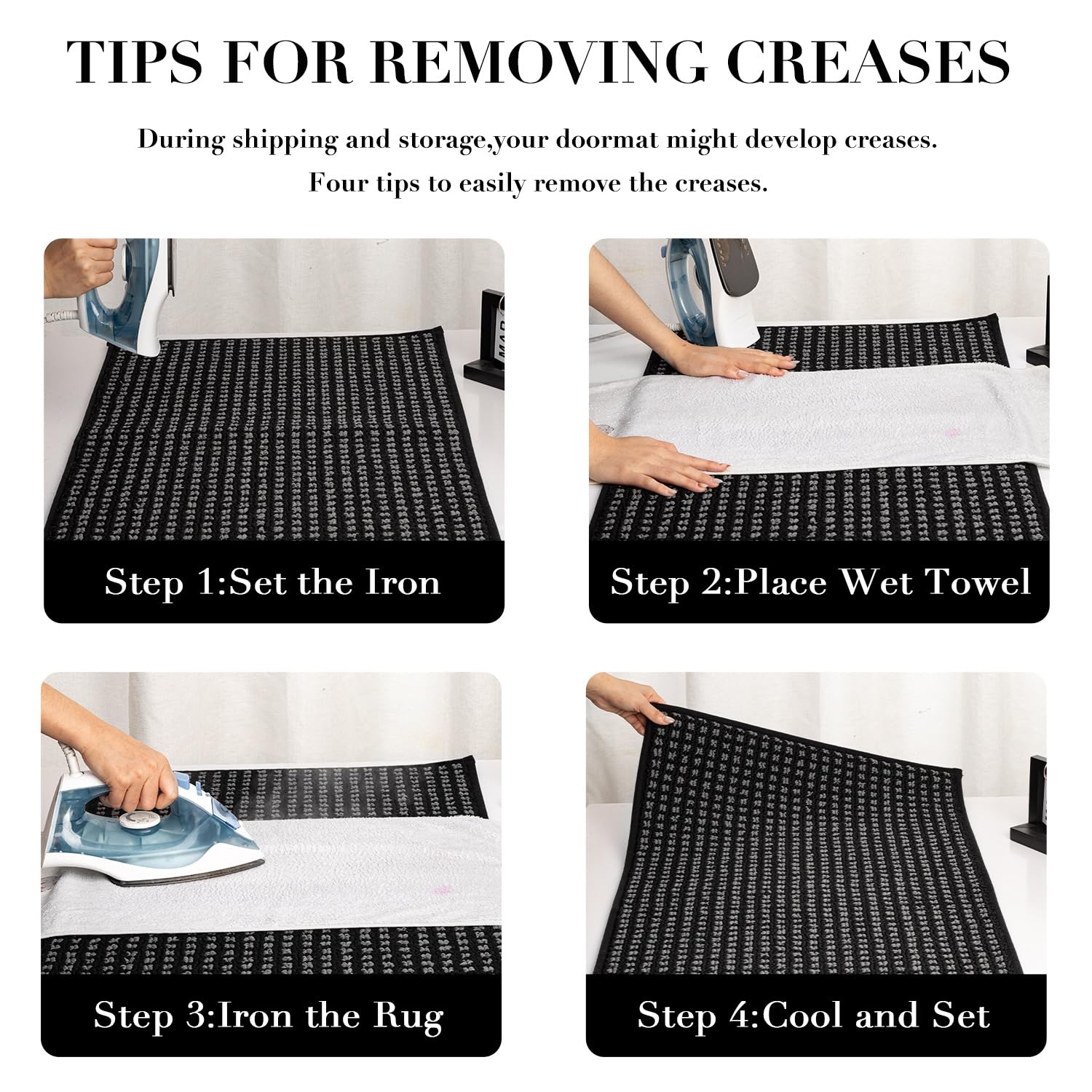 hicorfe folded mat with visible shipping creases recovering