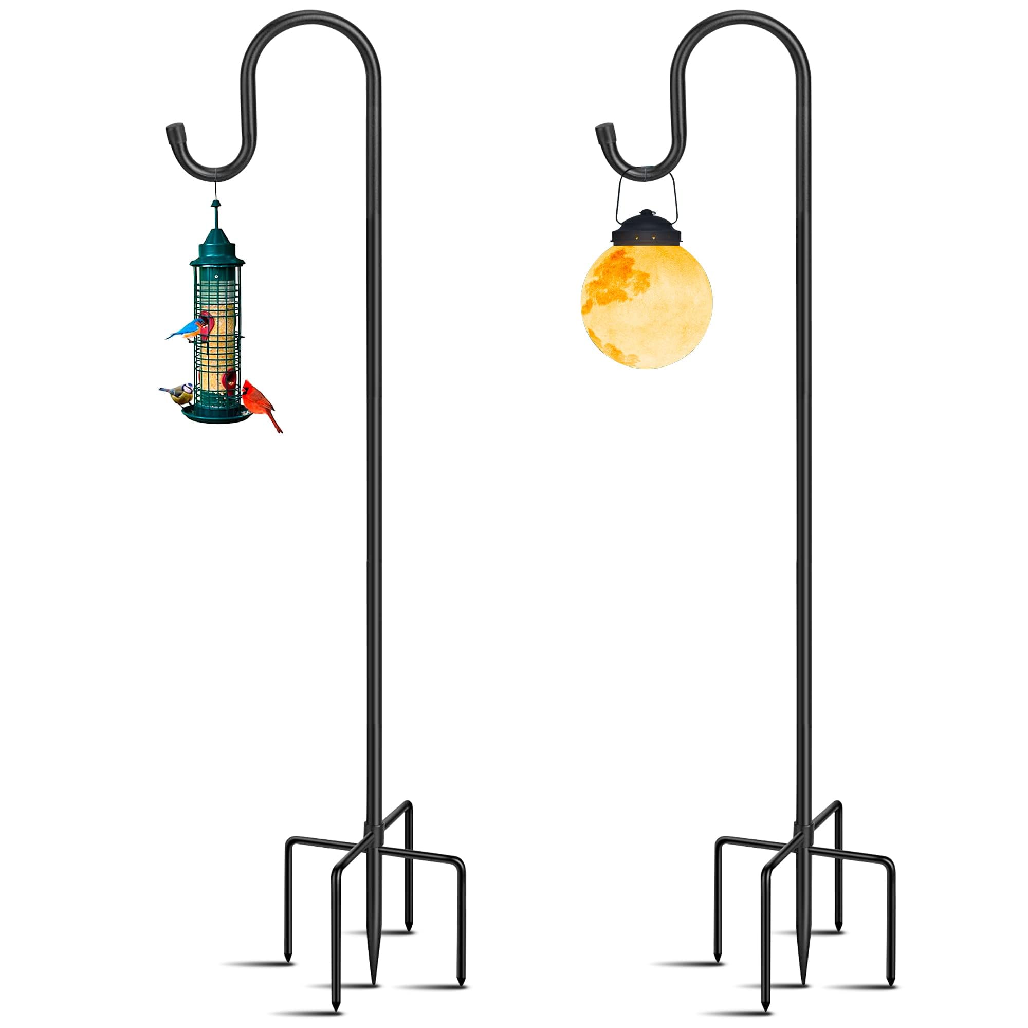 HIEDUYT front view of two shepherd hooks showing sturdy frame and powder coat