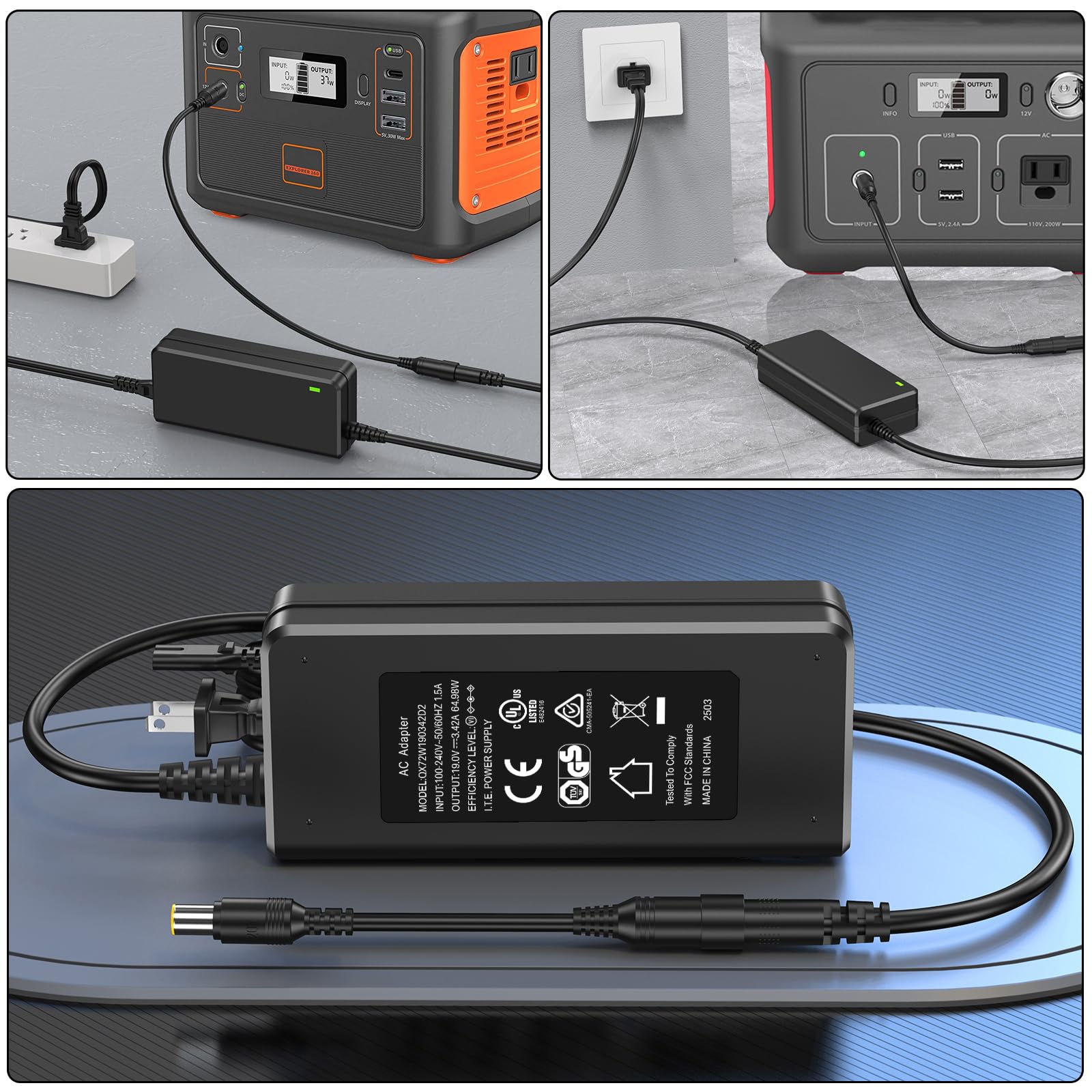 HIENADTOR connected to a Jackery Explorer to show real charging use