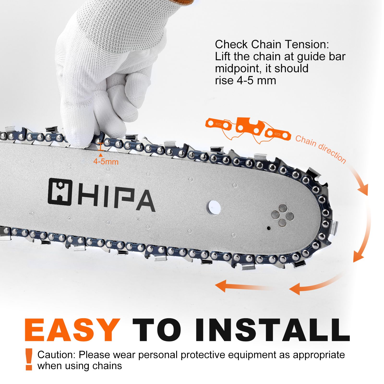 Hipa chain fitted on 18" guide bar demonstrating ready-to-install convenience