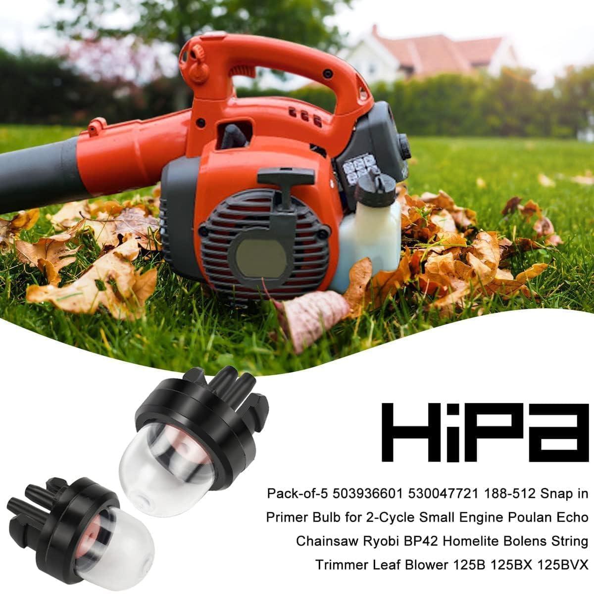 Hipa close-up of primer bulb texture and material, durable fuel-resistant construction benefit