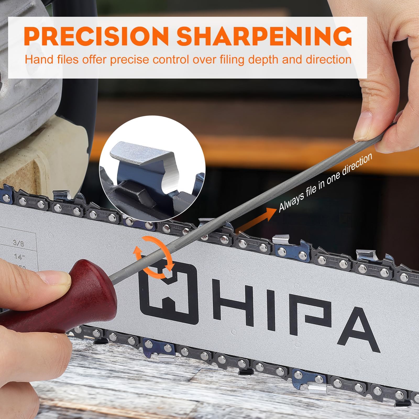 Hipa file handle held in hand for improved grip and safer control