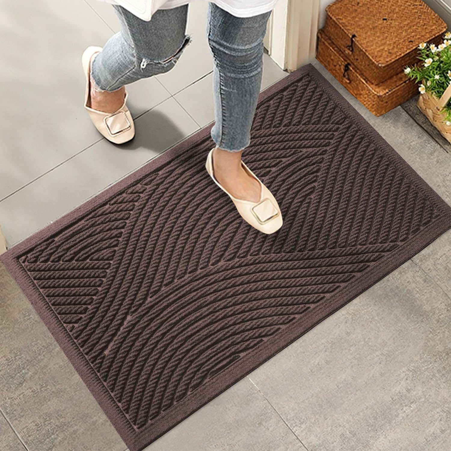 HIYARD front view of 36x24 coffee mat showing neat entry protection