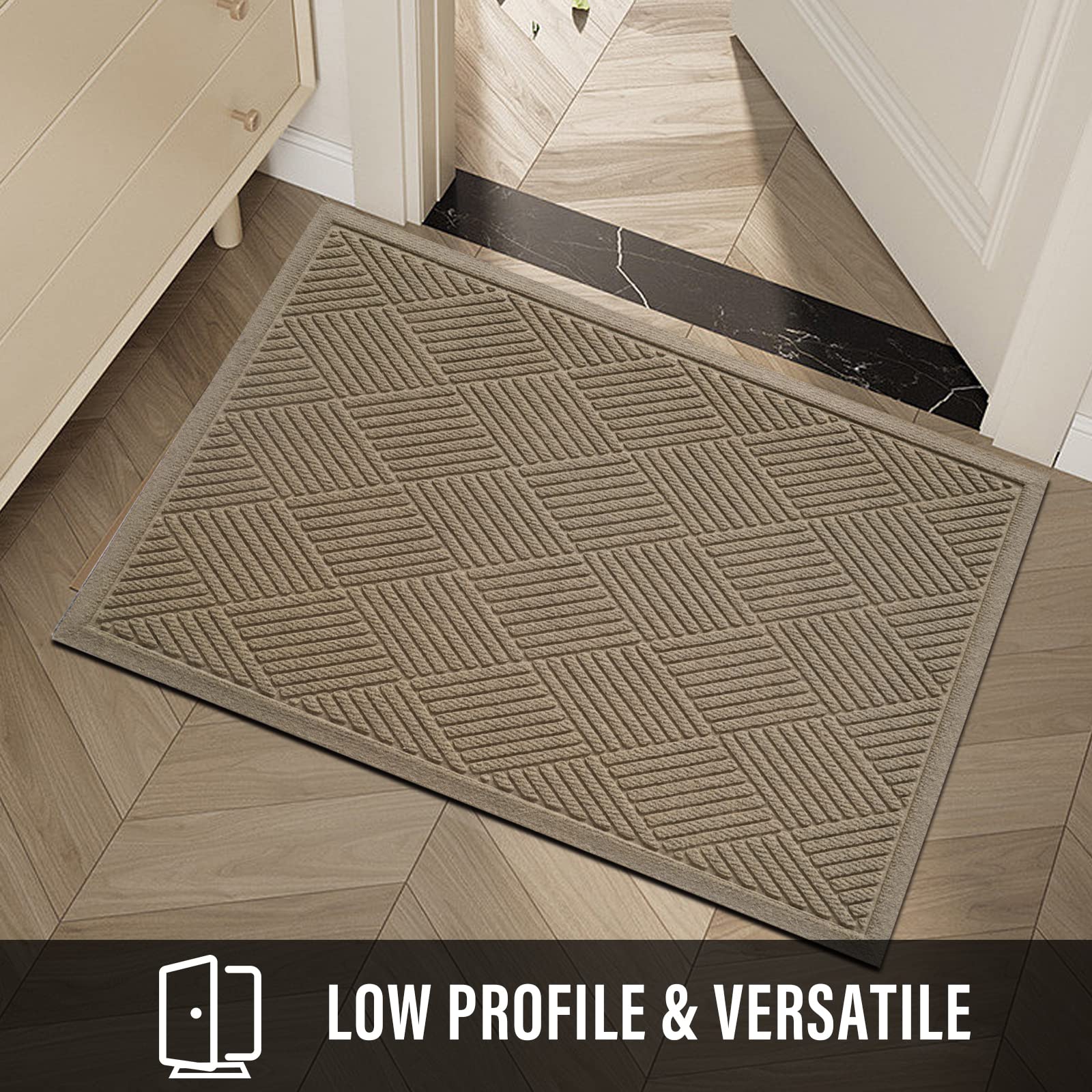 HIYARD mat in use at a patio entry collecting mud and debris